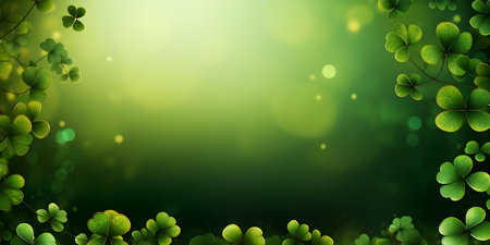 Celebrate St Patricks Day with a vibrant banner adorned in lucky symbols. Concept St Patricks Day, vibrant banner, lucky symbols, celebration, festive decorの素材