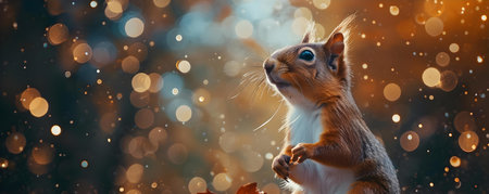Curious squirrel cosmonaut gazes with wonder at the vastness of space. Concept Nature, Wildlife, Astronaut, Space, Curiosityの素材