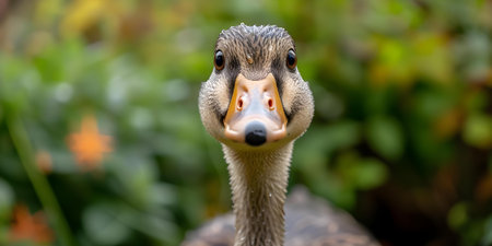A Quizzical Duck or Goose with a Surprised Look. Concept Animals, Birds, Quizzical, Surprised, Emotionsの素材