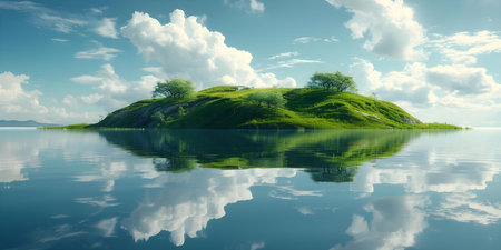 A mesmerizing snapshot of Inlandia a vivid mythical island with enchanting landscapes. Concept Fantasy Photography, Mythical Landscapes, Enchanting Island, Captivating Imageryの素材