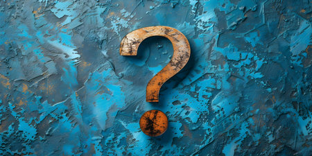 Abstractquestionmarkonavibrantbluebackdropsymbolizingproblemsolvingandguidance. Concept Abstract Question Mark, Vibrant Blue Backdrop, Problem Solving, Guidanceの素材