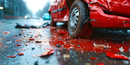 Devastatingaftermathofahighimpactvehiclecollisioncapturedinthisimage. Concept Vehicle Collision, High Impact, Aftermath, Devastating, Image_CAPTUREDの素材