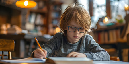 Struggling Students: Challenges in Homework and Reading. Concept Academic difficulties, Homework challenges, Reading struggles, Student support, Learning obstaclesの素材