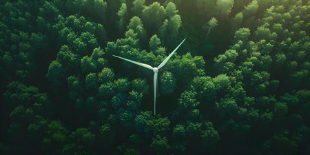 Visualizing a prototype wind turbine with a focus on green energy and sustainability concept. Concept Green Energy, Sustainability, Wind Turbine, Prototype, Visualizationの素材