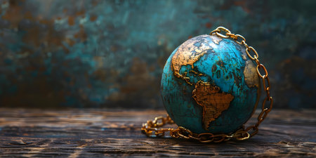 A concept image representing the complexities and dynamics of global economic relations. Concept Global Economy, International Trade, Economic Dynamics, Market Interactions, Global Relationsの素材