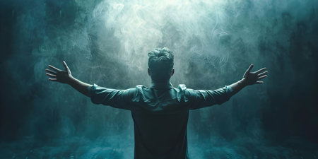 Embracing Faith: A Person's Devotion in Prayer. Concept Practicing Faith, Spiritual Beliefs, Prayer Rituals, Connecting with Divinityの素材