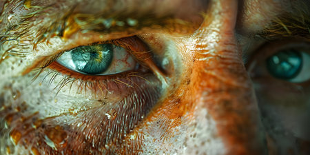 The Weariness Reflected in a Man's Eyes Displays Deep Internal Conflict. Concept Emotions, Internal Conflict, Weariness, Portraits, Photographyの素材