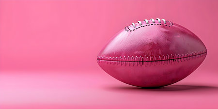 Pink American Football on a Pink Background: AI-Generated Image Capturing Sport Competition. Concept Sport Photography, Contrasting Colors, Unique Props, Artificial Intelligence-generated Imagesの素材