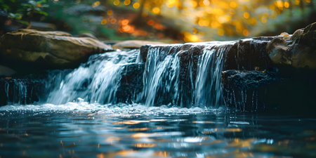 The Tranquil Beauty of a Waterfall in Nature. Concept Nature Photography, Waterfall, Tranquility, Landscape Beautyの素材