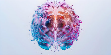 An image showing a brain scan transitioning from fading to brightening against a white background. Concept Radiology, Medical Imaging, Neurology, Brain Scan, Transitioning Brightnessの素材