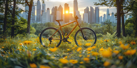 Advocating for Sustainable Transportation and Bike-Friendly Communities with Zero Emissions and Pedal Power. Concept Sustainable Transportation, Bike-Friendly Communities, Zero Emissionsの素材