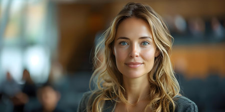 Exemplifying Leadership and Motivational Speaking: A Professional Woman's Dynamic Corporate Presentation. Concept Leadership, Motivational Speaking, Professional Woman, Corporate Presentationの素材