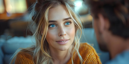 A mental health counselor listens attentively to a client in a therapeutic setting. Concept Mental Health Counseling, Active Listening, Therapeutic Setting, Emotional Supportの素材