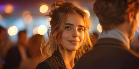 Building Industry Connections: Business Professionals Networking at an Event. Concept Networking Strategies, Making Introductions, Elevator Pitch, Following Up, Building Relationshipsの素材