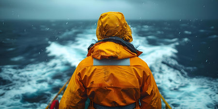 An oil worker on an offshore oil rig in the middle of the sea a risky career with lucrative rewards. Concept Oil worker, Offshore oil rig, Risky career, Lucrative rewards, Middle of the seaの素材