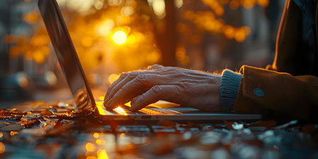 A person using a laptop to resolve technical issues efficiently and effectively. Concept Technology Support, Efficient Troubleshooting, Laptop Assistanceの素材