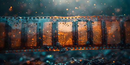 Aged film frame with dust particles and grunge texture suitable for vintage or grunge style design. Concept Vintage Design, Grunge Texture, Aged Film Frame, Dust Particles, Retro Styleの素材