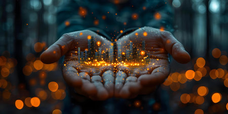 An investor confidently holds a growth chart symbolizing successful investment decisions and financial prosperity. Concept Success in Investing, Wealth Management, Financial Growthの素材