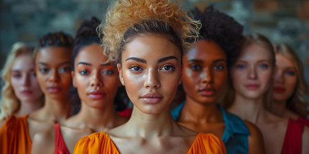 United business team in a huddle showcasing diversity and unity. Concept Business Team Unity, Diversity Showcase, United Huddle, Corporate Teamwork, Inclusive Collaborationの素材