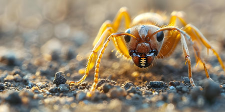 Detailed image illustrating intense fear of ants showing anxiety and distress caused by these small creatures. Concept Intense fear of ants, Anxiety-inducing insects, Distress over small creaturesの素材
