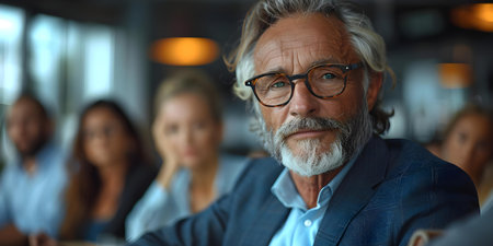 Elderly businessman signing contract with diverse legal team at board meeting. Concept Business Negotiation, Legal Agreement, Corporate Diversity, Boardroom Meeting, Professional Collaborationの素材