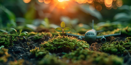 Ecoconscious traveler selecting sustainable aviation practices to reduce carbon footprint and protect the environment. Concept Sustainable Travel, Aviation Practices, Carbon Footprint, Eco-friendlyの素材