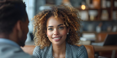 A female attorney assisting a male client with tax documents in an office consultation. Concept Legal Consultation, Tax Preparation, Office Meeting, Client Assistance, Professional Womanの素材