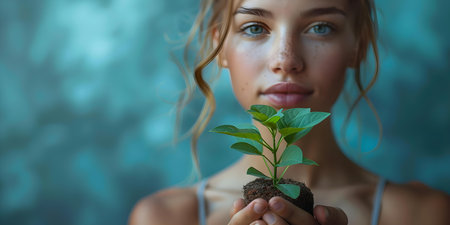 A person advocating for sustainable business practices and environmental responsibility emphasizing corporate sustainability and commitment. Concept Sustainable Business Practicesの素材