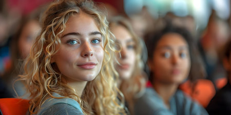Engaged Students in a Classroom Lecture. Concept Classroom Engagement, Student Participation, Interactive Learning, Engaged Learnersの素材