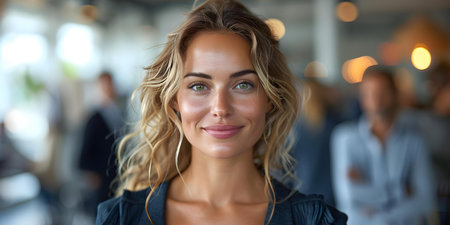 Embodying Teamwork and Leadership: Diverse Professionals Collaborating in a Modern Office Setting. Concept Teamwork, Leadership, Professionals, Collaboration, Modern Officeの素材