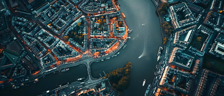 Capturing Dublin from Above: Aerial View with DJI Mavic Drone at Meters. Concept Aerial Photography, Dublin, DJI Mavic Drone, Meters, Cityscapeの素材