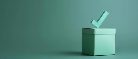 Symbol of Voting and Approval: Green Checkmark in a Box. Concept Election, Voting, Approval, Verification, Green Checkmarkの素材
