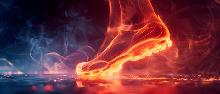 Heel Tendon Inflammation and Plantar Fasciitis: Causes and Treatment. Concept Orthopedic Conditions, Foot Health, Inflammation, Treatment Options, Heel Painの素材
