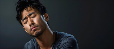 Asian man suffering from possible sciatica or sciatic nerve pain. Concept Sciatica symptoms, Sciatic nerve pain relief, Causes of sciatica, Treatment options, Home remediesの素材