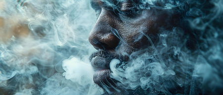 Hooded figure vaping creates obscured vision with vapor cloud. Concept Abstract Photography, Vaping Art, Creative Portraits, Obscured Vision, Vapor Cloudsの素材