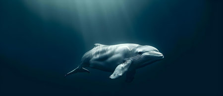 Serenity in the Depths: Beluga's Underwater Ballet. Concept Underwater Photography, Nature's Elegance, Marine Life, Beluga Whales, Balletic Movementsの素材