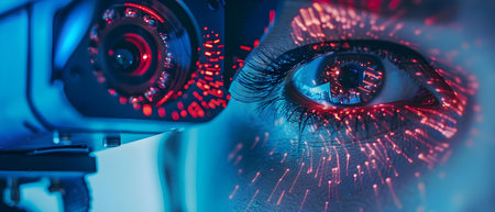 High-Tech Eye Scan for Advanced Security. Concept Technology, Eye Scan, Security, Biometrics, High-Techの素材