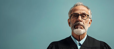 Solemn Judge Awaits Argument in Courtroom, Poised for Justice. Concept Courtroom Scene, Judge in Action, Legal Profession, Legal Justice, Legal Dramaの素材