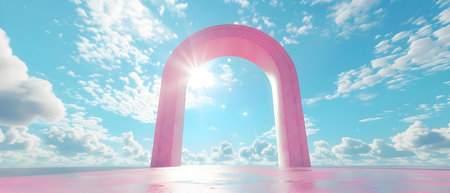 Surreal Skybound Arch: Minimalist Dreamscape. Concept Surreal, Skybound, Arch, Minimalist, Dreamscapeの素材