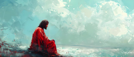 Contemplative Serenity: The Intersection of Faith and Art. Concept Faith, Art, Contemplation, Serenity, Intersectionの素材