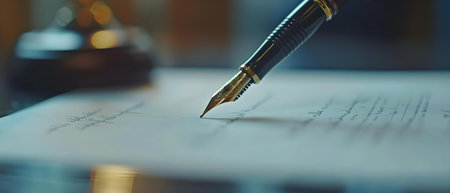 Finalizing Legal Affairs: Signing a Power of Attorney Document. Concept Legal Documents, Power of Attorney, Notary Public, Legal Affairs, Document Signingの素材