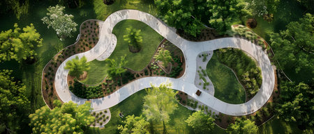 Serpentine Pathways: Greening the Community with Volunteer Spirit. Concept Community Gardening, Environmental Sustainability, Volunteerism, Green Initiatives, Serpentine Pathwaysの素材