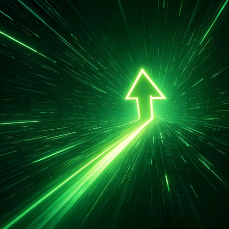abstract glowing arrow in space, computer generated abstract background, 3D renderingの素材