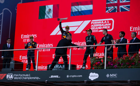 Baku, Azerbaijan - 10 June 2022: Race Start at Formula 1 Grand Prix of Baku 2022のeditorial素材