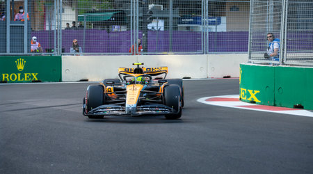 Baku, Azerbaijan - 28-30 April 2023: Race Start at Formula 1 Grand Prix of Baku 2023のeditorial素材