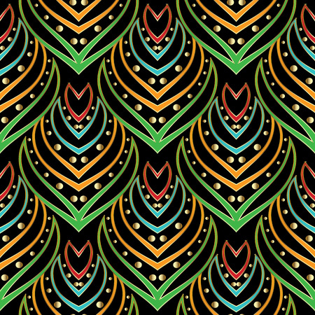 Paisley vector seamless pattern. Floral background with colorful hand drawn paisley flowers, leaves, polka dots, line art tracery  ornaments. Luxury bright  design for wallpapers, fabric, printsのイラスト素材