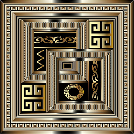 Luxury geometric greek key panel pattern.のイラスト素材