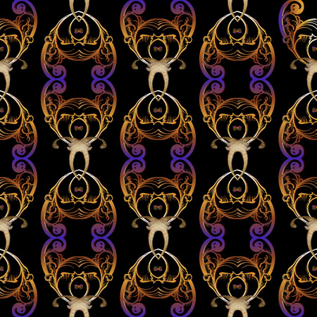 Baroque seamless pattern. Vector floral modern background. Vintage wallpaper. Antique line art tracery ornament.のイラスト素材