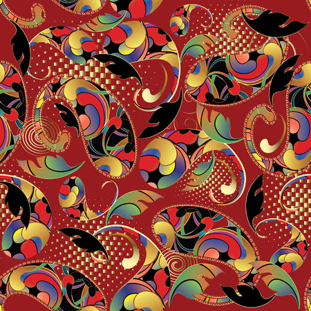 Ornamental colorful paisley seamless pattern. Patterned  abstracのイラスト素材