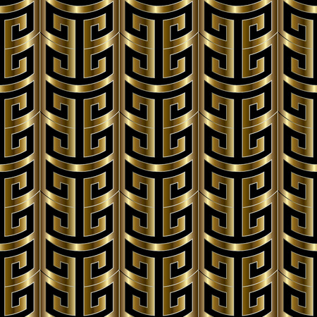 Greek 3d gold vector seamless pattern.のイラスト素材